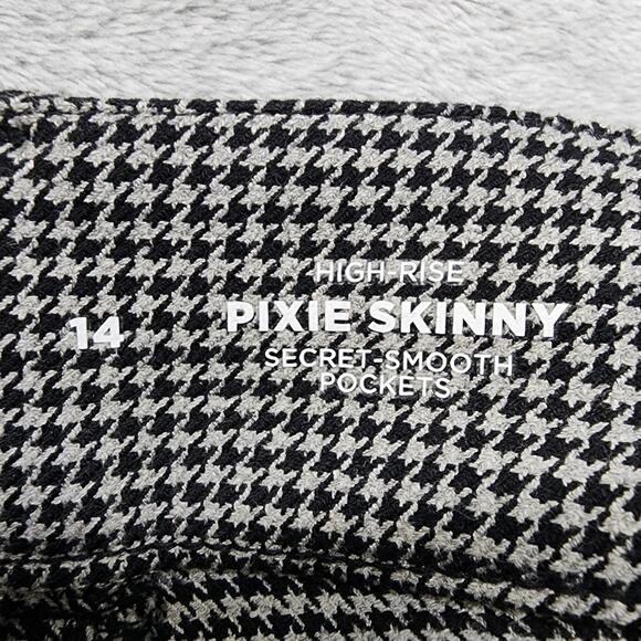 Old Navy Pants Womens 14 Black Gray Houndstooth High Rise Pixie Skinny Stretch - Picture 5 of 12